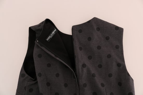 Dolce & Gabbana - Robe fourreau en laine à pois gris pour femme - Image 5