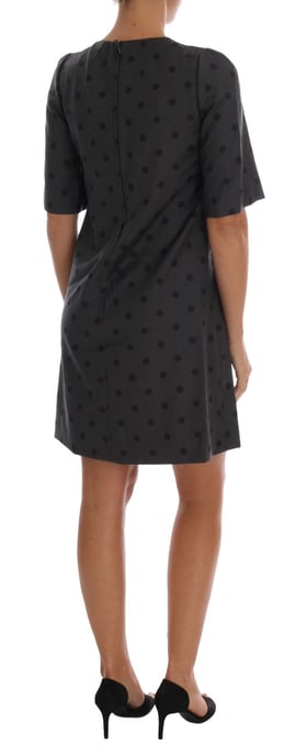 Dolce & Gabbana - Robe fourreau en laine à pois gris pour femme - Image 3