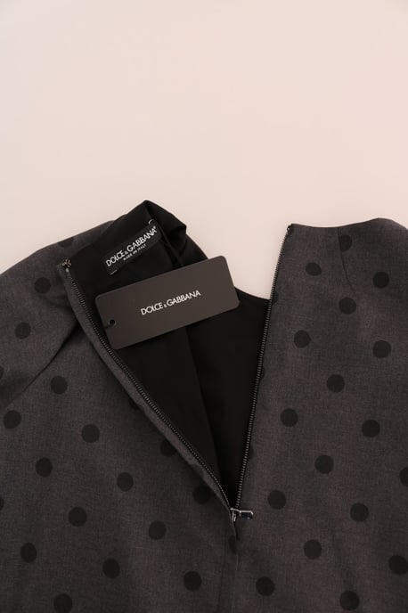 Dolce & Gabbana - Robe fourreau en laine à pois gris pour femme - Image 5
