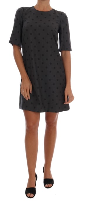 Dolce & Gabbana - Robe fourreau en laine à pois gris pour femme - Image 1