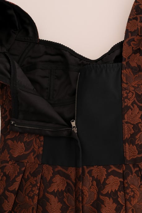 Dolce & Gabbana Women's Black Brown Floral Brocade A-Line Dress - Image 5