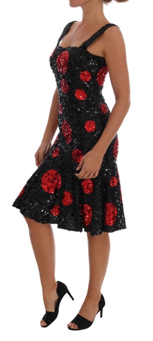 Dolce & Gabbana Women's Black Red Polka Sequined Shift Dress (robe droite à sequins) - Image 2