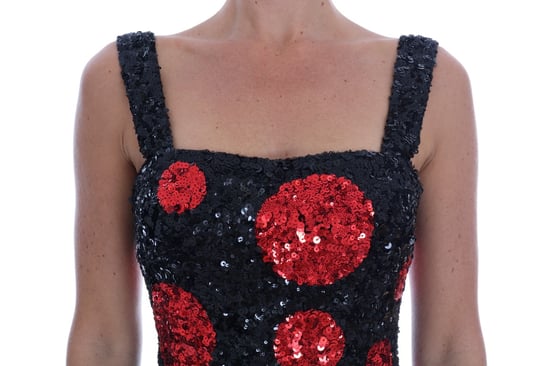Dolce & Gabbana Women's Black Red Polka Sequined Shift Dress (robe droite à sequins) - Image 4