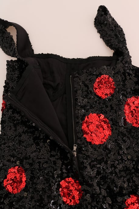 Dolce & Gabbana Women's Black Red Polka Sequined Shift Dress (robe droite à sequins) - Image 5
