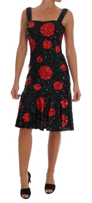 Dolce & Gabbana Women's Black Red Polka Sequined Shift Dress (robe droite à sequins) - Image 1