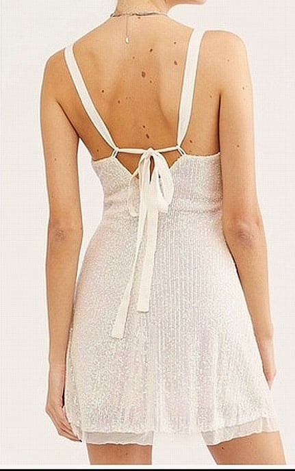Free People Women's Dress White Ivory Sequined Mini