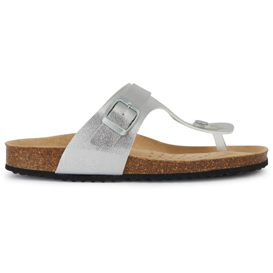 Geox D Brionia Metall Synthetik Polyurethan Damen Silber Sandalen - Image 5