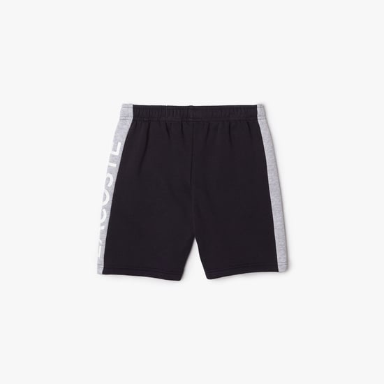 Boy's Lacoste Colour-Stripe Organic Cotton Shorts in Navy Grey