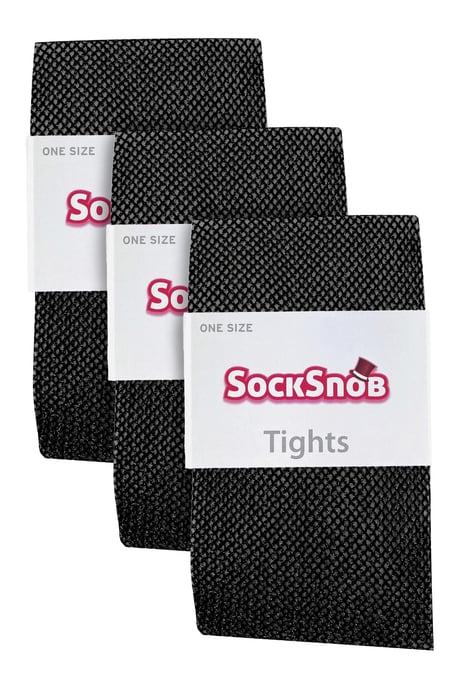3 Paar Multipack Netzstrumpfhosen für Frauen | Sock Snob | Stylish Footed Pretty Stocking Ideal für Dance Party - Schwarz - Image 2