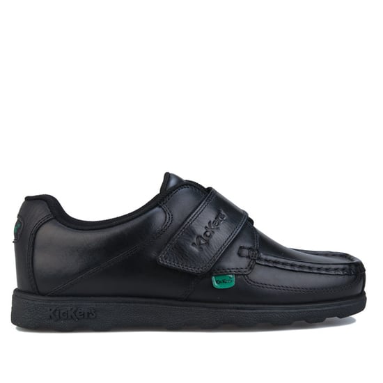 Boy's Kickers Junior Fragma Strap Leather Shoe in Black