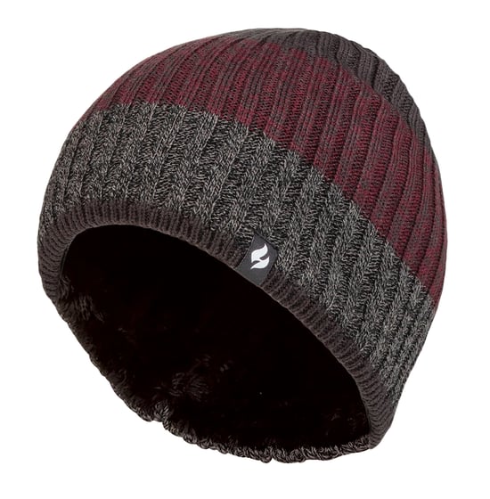 Herren Fleece gefütterte gestreifte Wintermütze | Wärmehalter | hohe Leistung weiche isolierte thermische Mütze - Charcoal - Image 1
