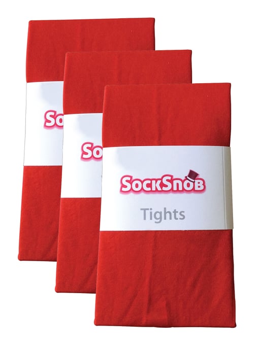 3 Paar Multipack Damen farbige undurchsichtige 80 Denier Strumpfhosen | Socken Snob | einfarbige Blockfarbe Strumpfhosen - Feuerrot - Image 2