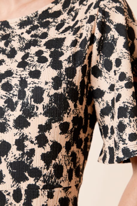 Petite Angel Sleeve Mono Leopard Midi Dress