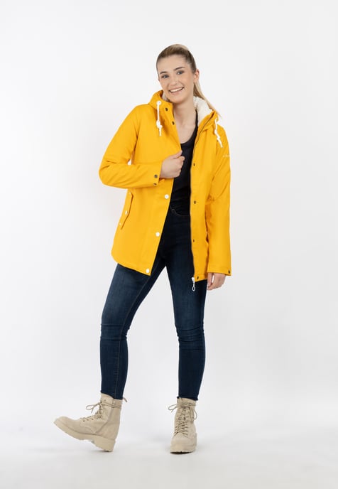 Dreimaster Regenjacke mit Teddyfutter Damen Sonnengelb - Image 1