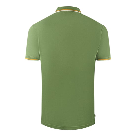 Aquascutum Twin Tipped Collar Brand Logo Army Green Polo Shirt