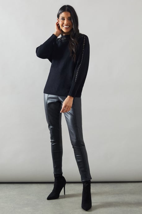 Stud Detail Boat Neck Jumper