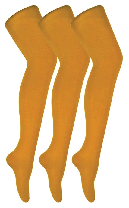 3 Paar Multipack Damen farbige undurchsichtige 80 Denier Strumpfhosen | Sock Snob | einfarbige Blockfarbe Strumpfhosen - Senf - Image 1