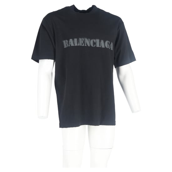 Balenciaga Logo-Druck Schablonen-T-Shirt aus schwarzer Baumwolle - Image 6