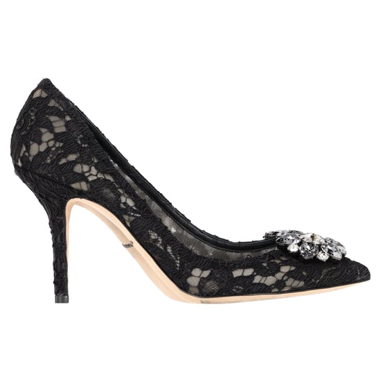 Dolce & Gabbana Spitzen-Regenbogen-Pumps mit Brosche aus schwarzem Rayon - Image 1