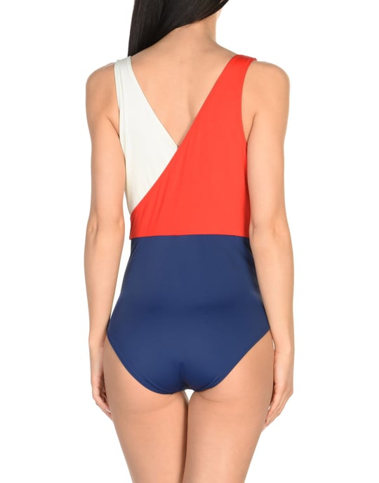 Solid & Striped Red Colourblock Swimsuit