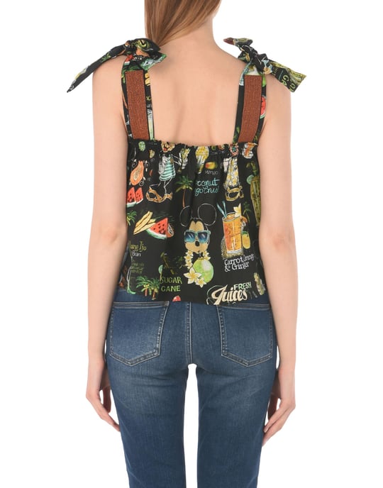 Agua De Coco Por Liana Thomaz Black Print Cotton Camisole