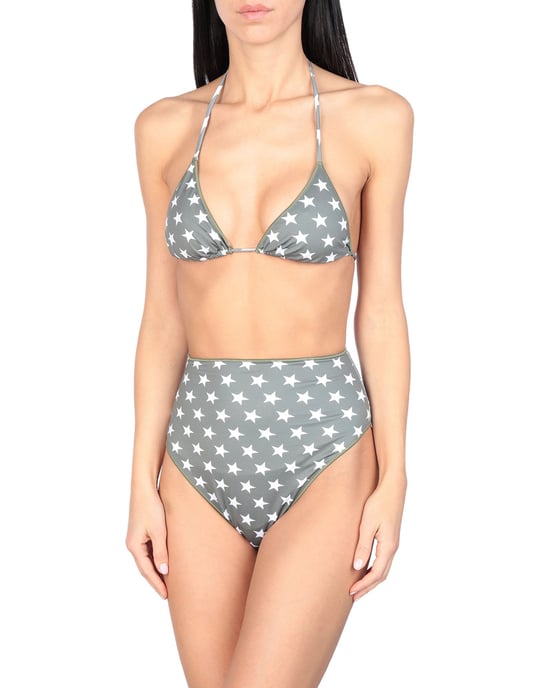 I-Am Military Green Star Print High Waisted Bikini Set