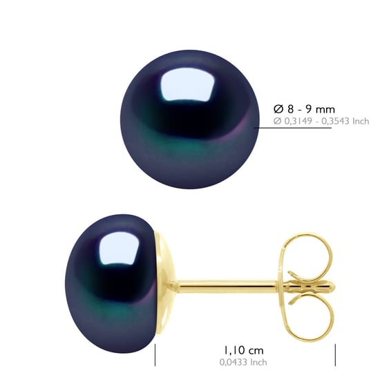 Ohrringe – Gelbgold 750 (18 Karat echte Süßwasser-Zuchtperlen, Knopf 8–9 mm). - Image 2