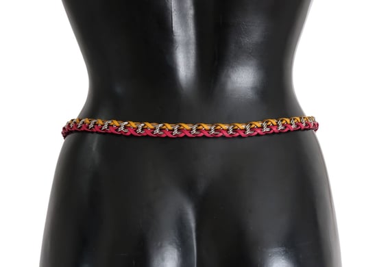 Dolce & Gabbana Damengürtel aus Leder rot gelb Kristall - Image 3