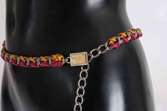 Dolce & Gabbana Damengürtel aus Leder rot gelb Kristall - Image 4