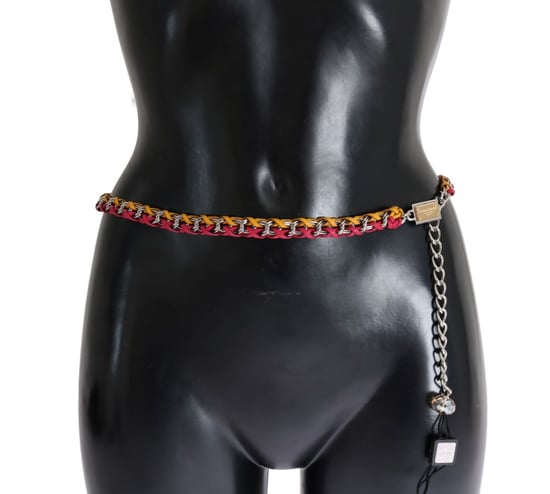 Dolce & Gabbana Damengürtel aus Leder rot gelb Kristall - Image 1