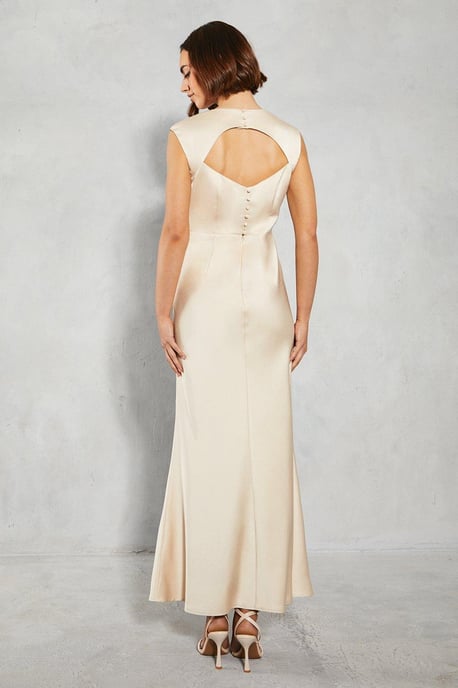 Satin Open Back Detail Maxi Bridesmaids Dress - Image 3