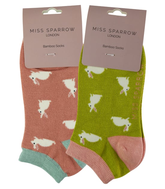 2 Paar Multipack Damen Bambus Trainer Socken | Miss Sparrow | Atmungsaktive Neuheit Tiermuster Socken - Kaninchen - Image 2
