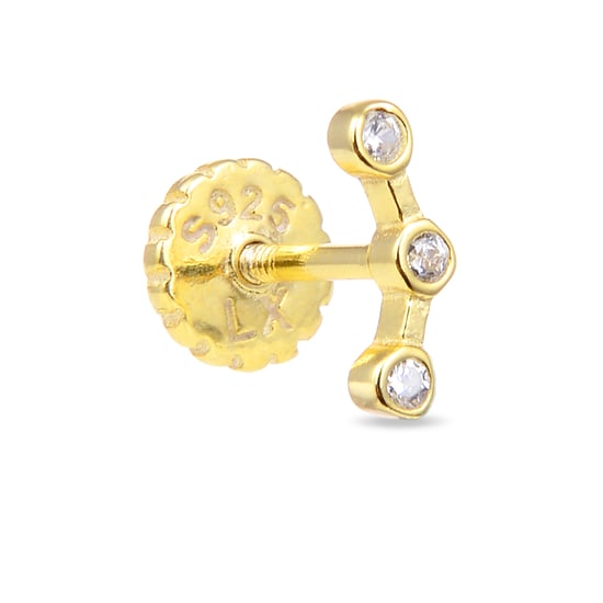 Luxenter Piercing, 925er Sterlingsilber und glänzende Zirkonia mit 18 Karat Gelbgold plattiert - Image 1