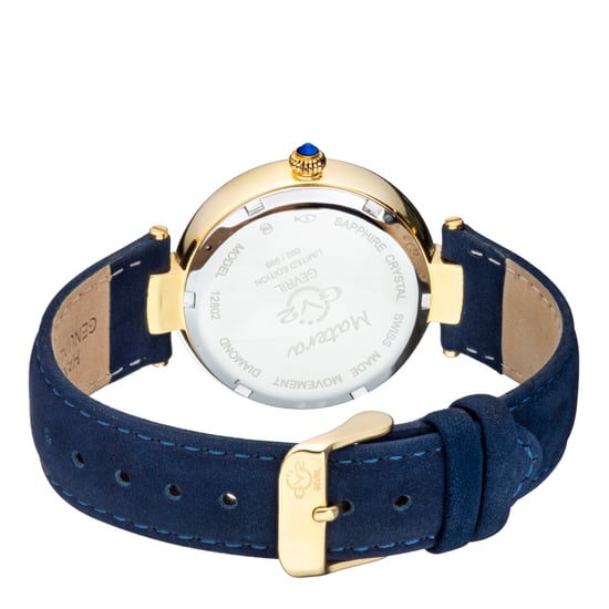 GV2 Matera Swiss Quartz Blue Mother Of Pearl Dial Blue Suede Watch Diamond Watch