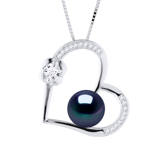 LOVE necklace Freshwater Pearl 8-9mm Black 925