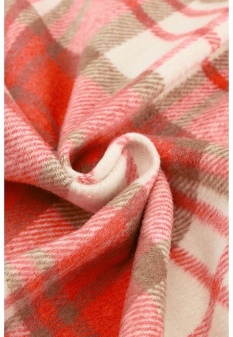 Shacket mit Sherpa-Ärmeln und Karomuster für Damen in Rot - Image 5