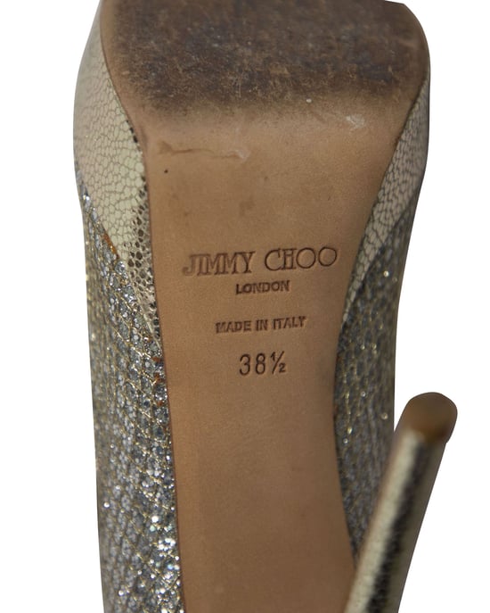 Jimmy Choo Dahlia Plateaupumps mit Peeptoe aus silbernem Glitzer - Image 6