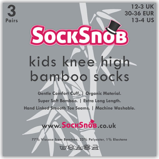 3 Paar Multipack Mädchen Kniestrümpfe aus Bambus | Sock Snob | Einfache lange Schulsocken für Kinder - weiß - Image 2