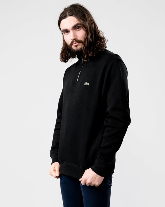 Lacoste Mens Zippered Stand-Up Collar Cotton Sweatshirt - Image 1