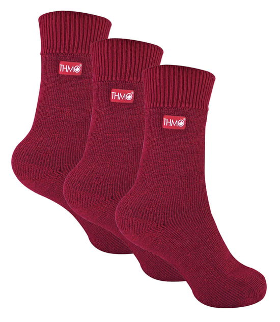 3 Paar Multipack Kinder Thermosocken | THMO | Gerippte weiche Oberseite Fleece flauschige innere warme Socken für Jungen & Mädchen - Fuchsia - Image 1