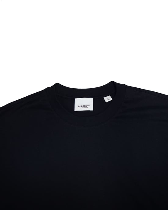 Burberry Gestreifter Rüschensleeve Oversized T-Shirt aus schwarzer Baumwolle - Image 6