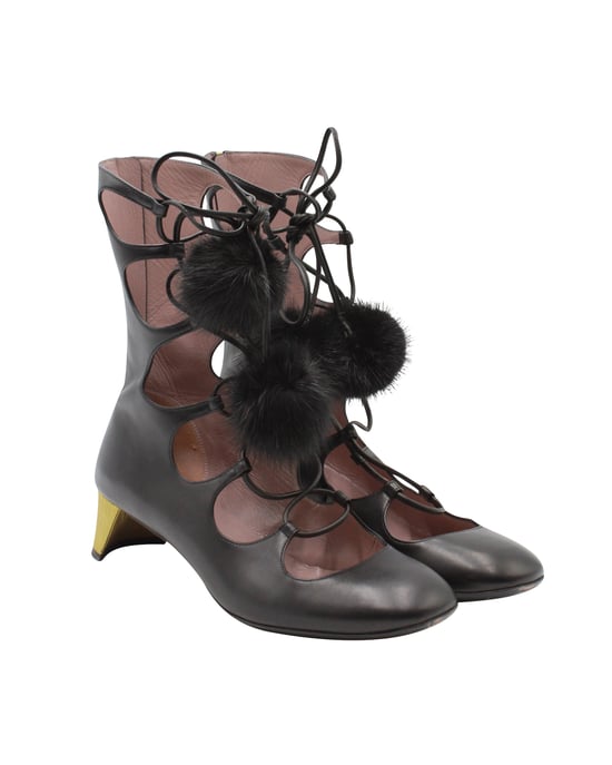 Gucci Heloise Schnür Gladiator Stiefel aus schwarzem Leder - Image 5