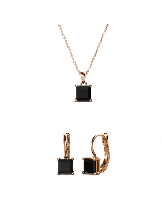 Parure et Coffret Square - Or Rosé et Noir - Image 1