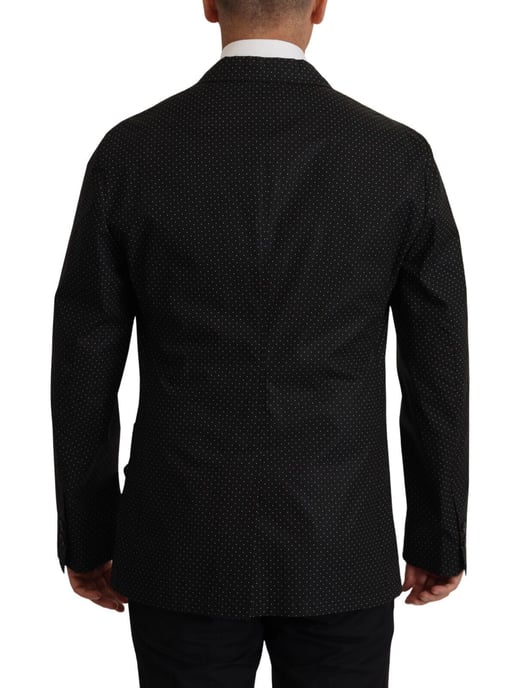 Dolce & Gabbana Schwarzer gepunkteter Baumwoll-Blazer Herrenjacke - Image 3
