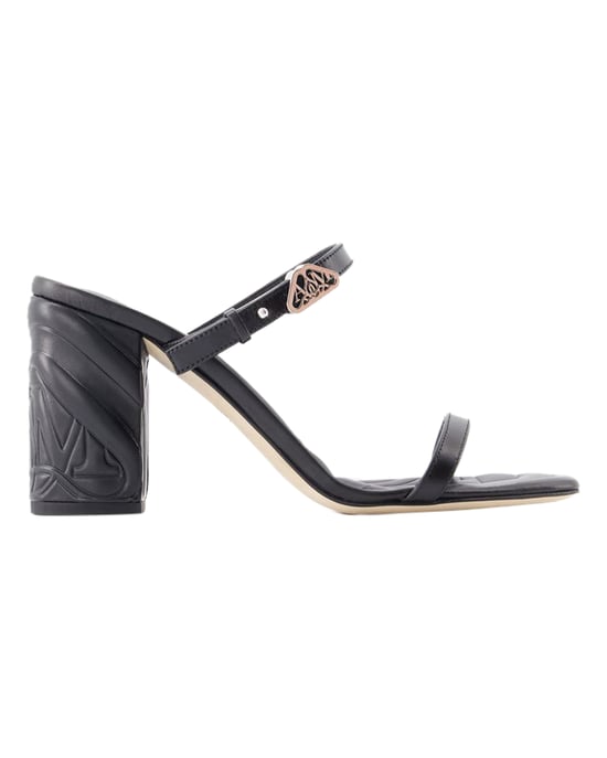 Seal-Heel Sandalen - Alexander McQueen - Leder - Schwarz/Argenté - Image 1