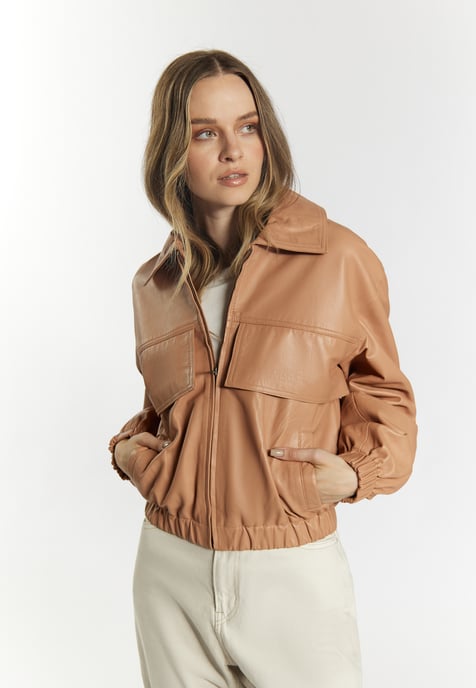 Dreimaster Lederblouson Damen Kamel - Image 3