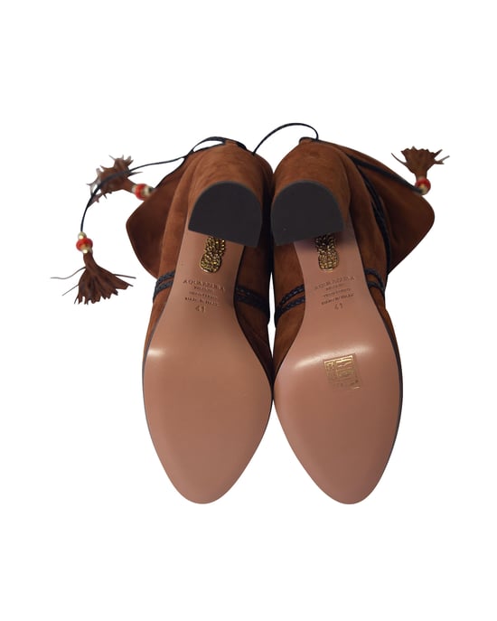 Aquazzura Moonshine Stiefel mit Bindung aus braunem Wildleder - Image 5