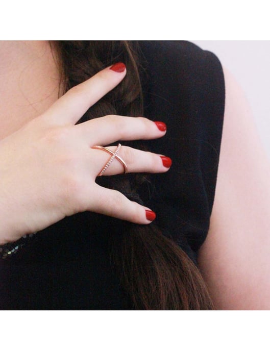 X Duo Ring - Roségold und Kristall - Image 6