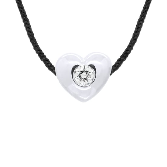 DIADEMA - Necklace - Black Nylon - Heart - Real Diamond