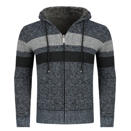 Herren Winter ubergangsjacke Strickjacke mit Kapuze Gefuttert Grobstrick Kapuzen Warme Jacke Hellgrau - Image 1
